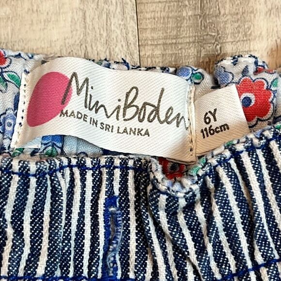 Mini Boden railroad stripe heart pocket elastic waist jeans size 6 - Picture 2 of 8